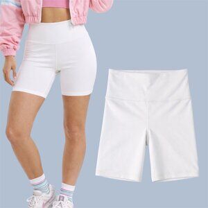 Athleta Elation white ultra high rise biker shorts S NWT